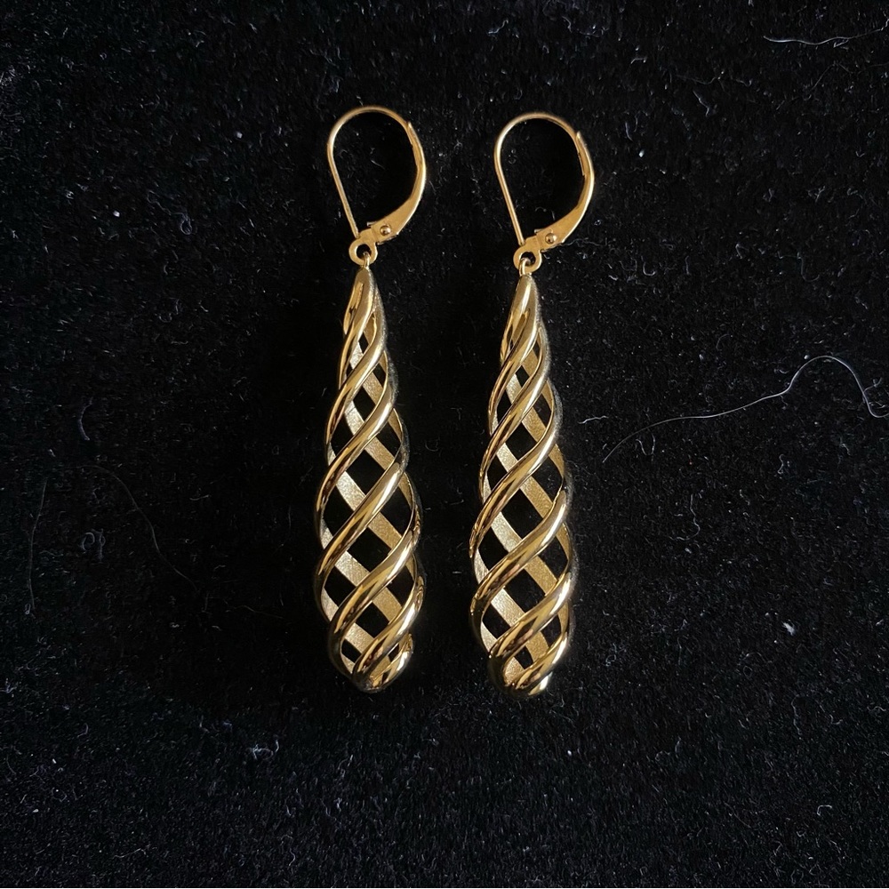 18K Yellow Gold Spiral Earrings